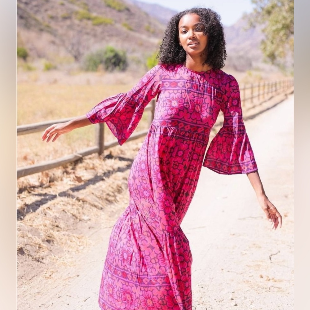 Hunter Bell XS Nadine Maxi Dress Pink Floral